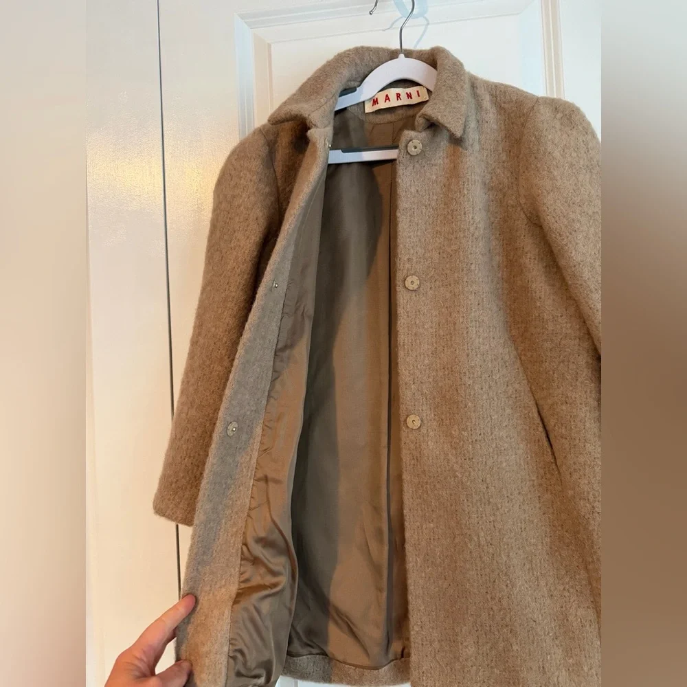 Marni Kids Mohair-Blend Cocoon Coat Camel 8Y